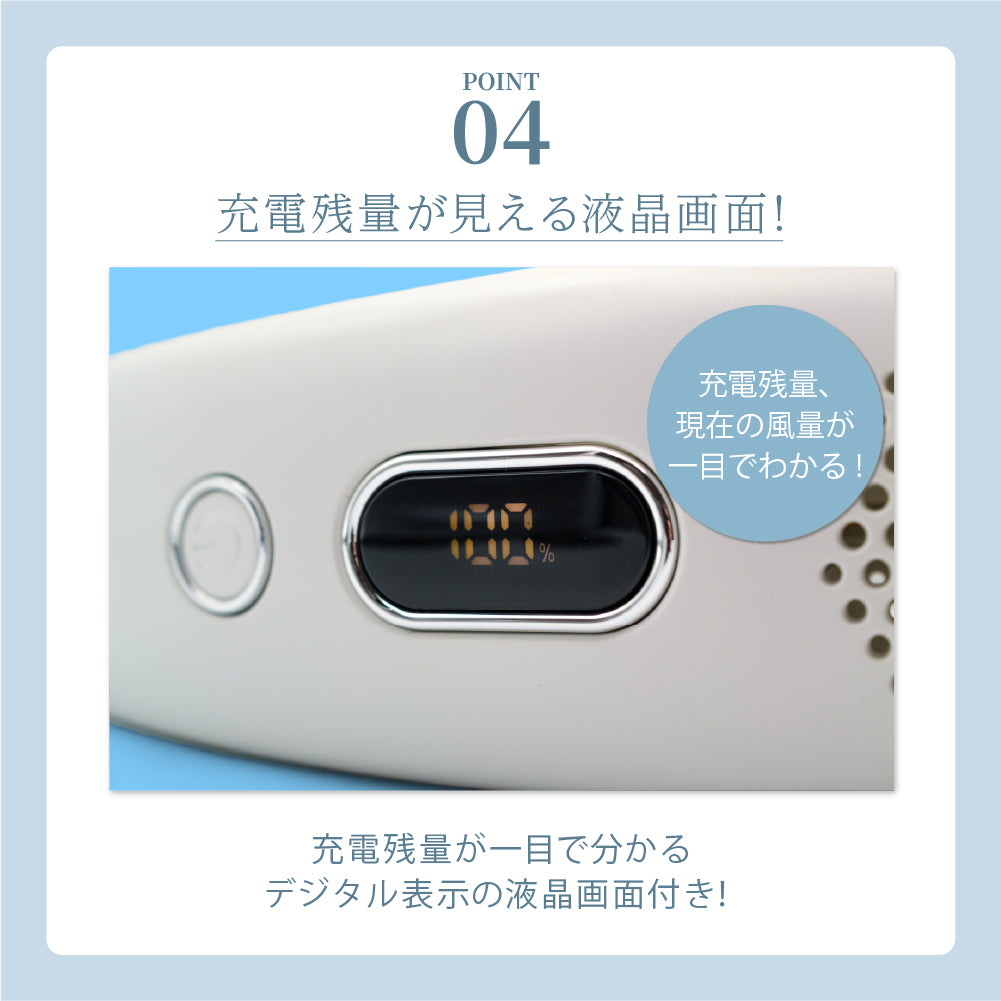 Smaly 2026年 ネックファン 羽なし 首掛け扇風機 液晶デジタル表示 ハンズフリー 指が入らない安全設計 羽根なし 軽量 静音 首かけ 携帯扇風機 ネッククーラー 3段階風量 USB充電 充電式 熱中症対策 子供 ホワイト